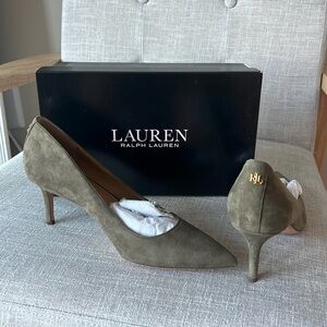 Ralph Lauren dark green suede heels
